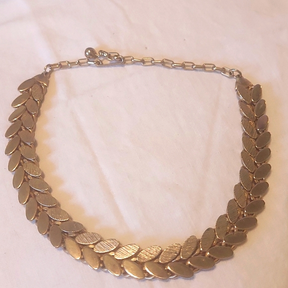 Silvertone Double Leaf Choker #203 - Picture 2 of 6